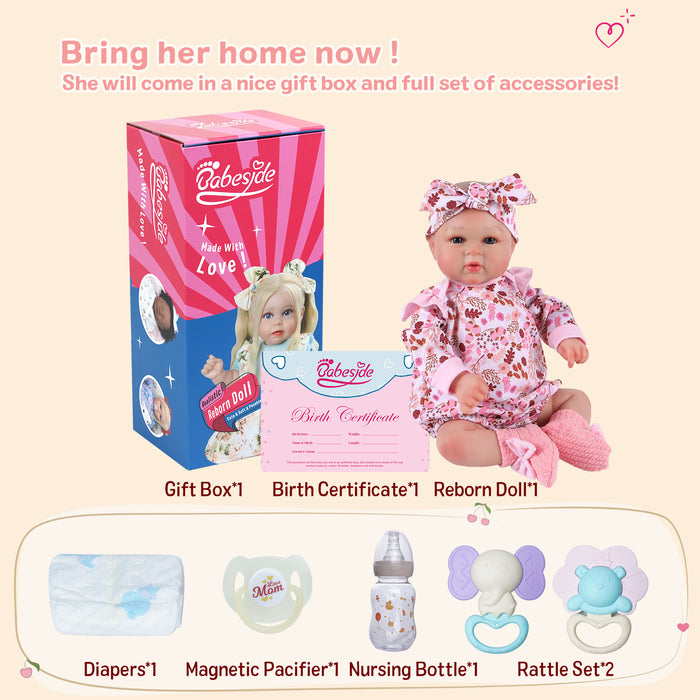 Babeside 17'' Realistic Reborn Baby Doll Blue Eyes Awake Charming Girl Abby