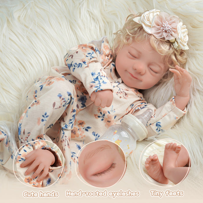 Babeside 17'' Realistic Reborn Baby Doll Sleeping Adorable Girl Floral Suit Lottie