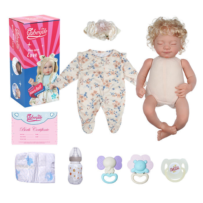 Babeside 17'' Realistic Reborn Baby Doll Sleeping Adorable Girl Floral Suit Lottie