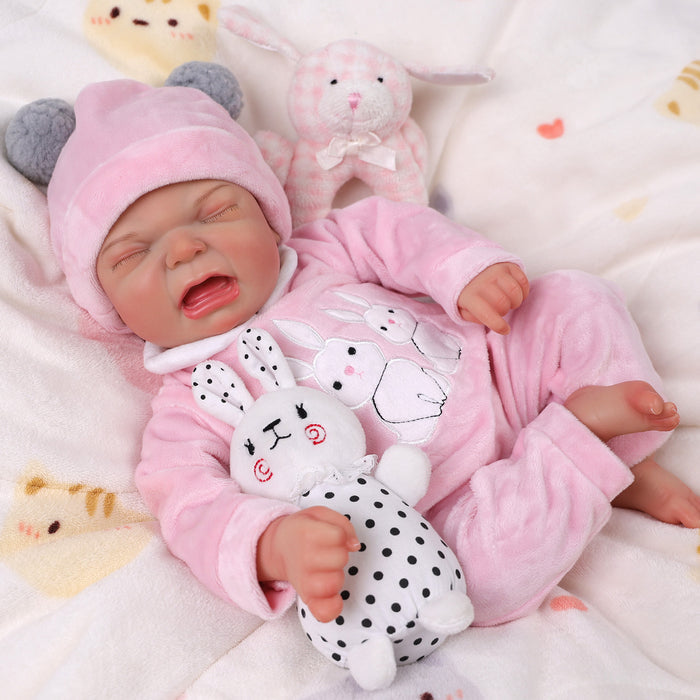 Babeside 17'' Realistic Reborn Baby Doll Sleeping Girl Kubo - Pink & Rabbit Style