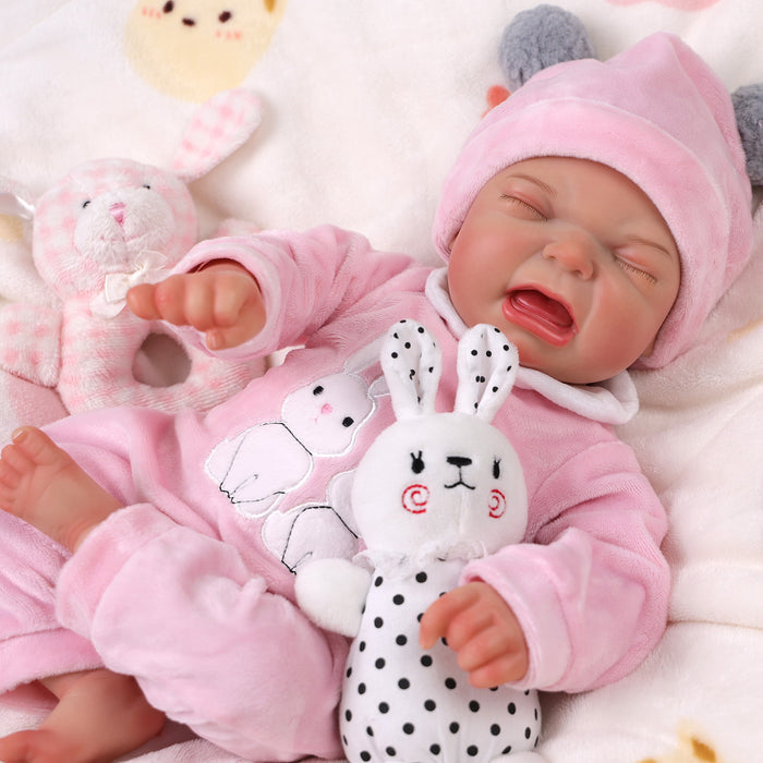 Babeside 17'' Realistic Reborn Baby Doll Sleeping Girl Kubo - Pink & Rabbit Style