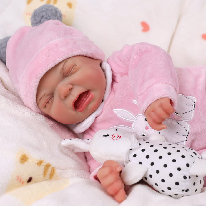 Babeside 17'' Realistic Reborn Baby Doll Sleeping Girl Kubo - Pink & Rabbit Style