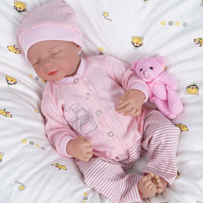 Babeside 17" Realistic Reborn Infant Chubby Cheek Face Baby Doll Girl Aurora with Washable Body for Pleased Bathing