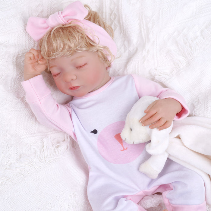 Babeside 17" Realistic Reborn Infant Chubby Cheek Face Baby Doll Girl Aurora with Washable Body for Pleased Bathing