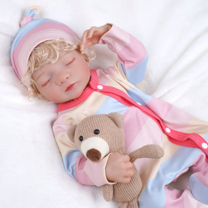 Babeside 17" Realistic Reborn Infant Chubby Cheek Face Baby Doll Girl Aurora with Washable Body for Pleased Bathing