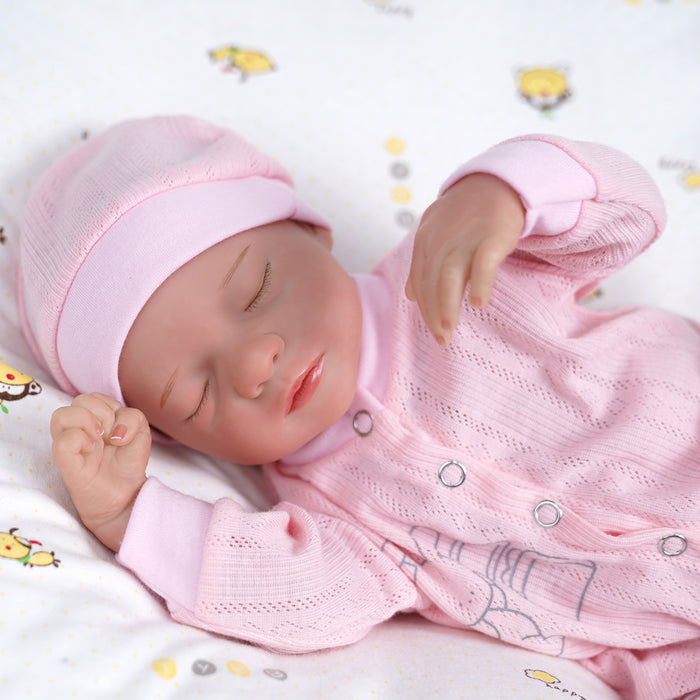 Babeside 17" Realistic Reborn Infant Chubby Cheek Face Baby Doll Girl Aurora with Washable Body for Pleased Bathing
