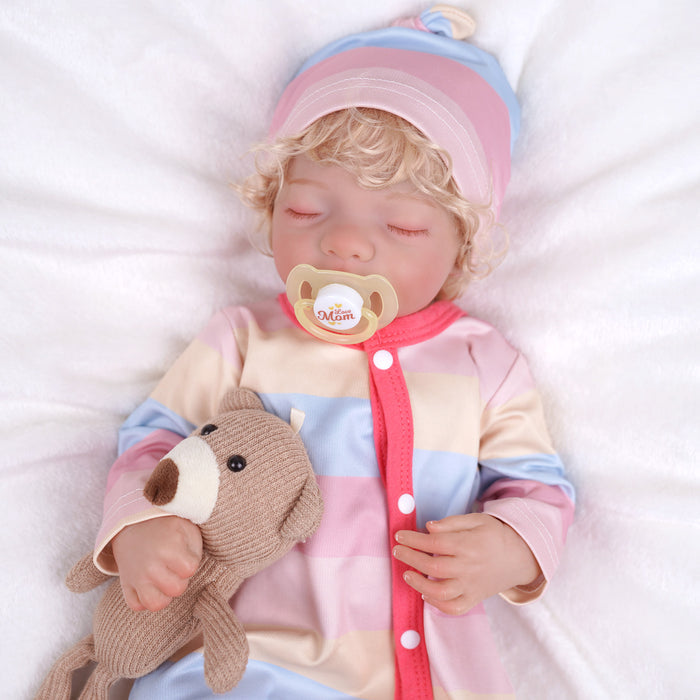 Babeside 17" Realistic Reborn Infant Chubby Cheek Face Baby Doll Girl Aurora with Washable Body for Pleased Bathing