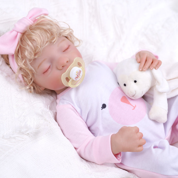 Babeside 17" Realistic Reborn Infant Chubby Cheek Face Baby Doll Girl Aurora with Washable Body for Pleased Bathing