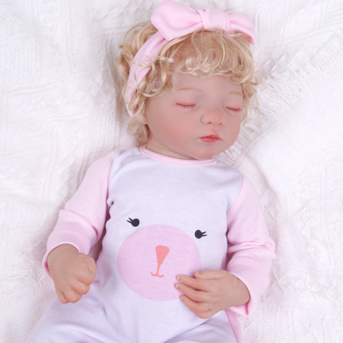 Babeside 17" Realistic Reborn Infant Chubby Cheek Face Baby Doll Girl Aurora with Washable Body for Pleased Bathing
