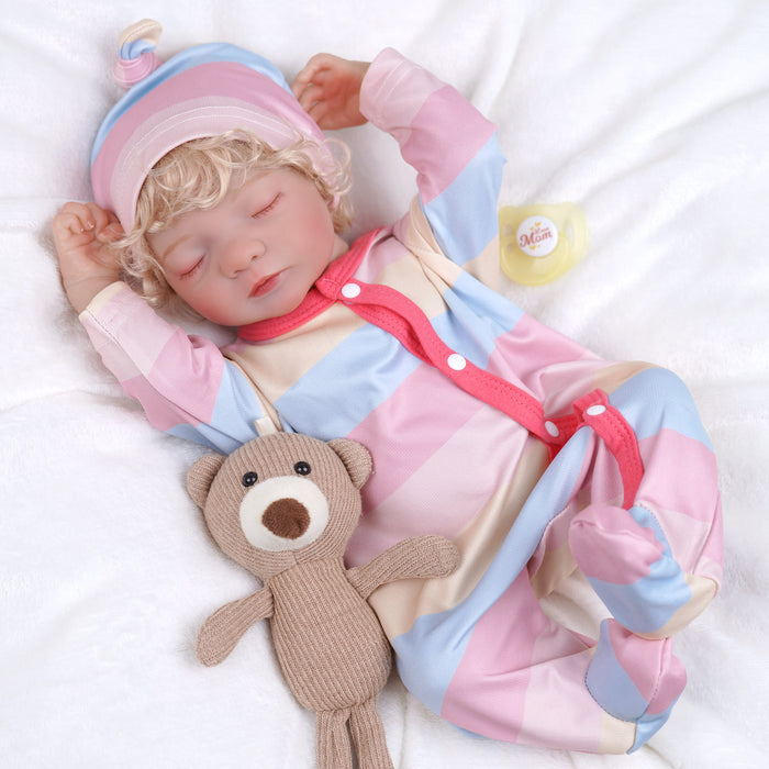 Babeside 17" Realistic Reborn Infant Chubby Cheek Face Baby Doll Girl Aurora with Washable Body for Pleased Bathing