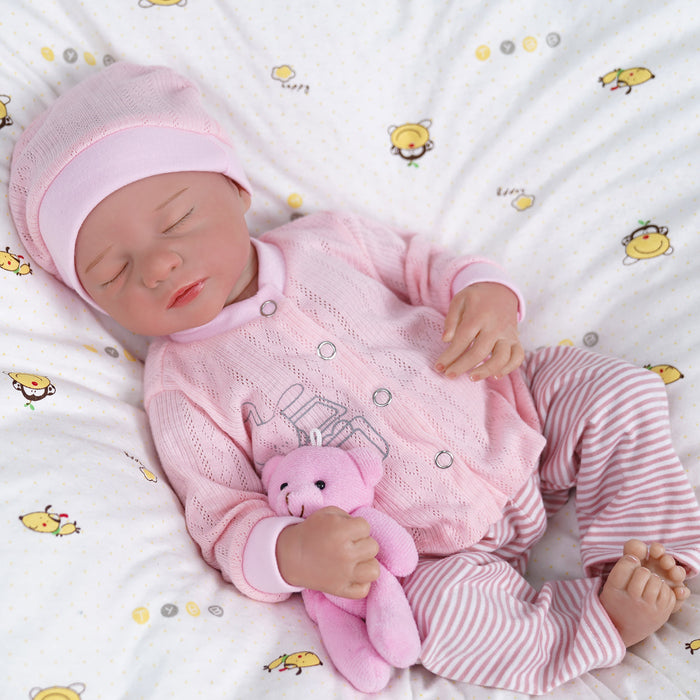 Babeside 17" Realistic Reborn Infant Chubby Cheek Face Baby Doll Girl Aurora with Washable Body for Pleased Bathing