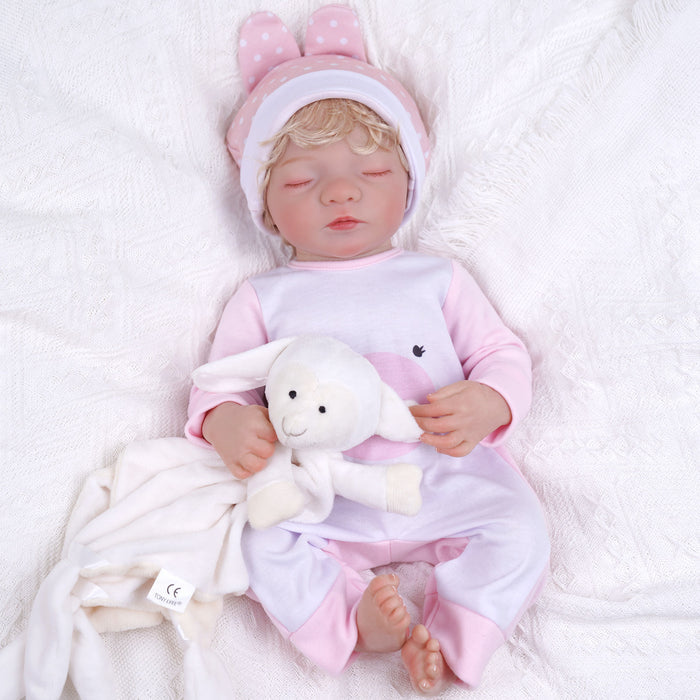 Babeside 17" Realistic Reborn Infant Chubby Cheek Face Baby Doll Girl Aurora with Washable Body for Pleased Bathing