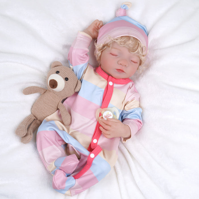 Babeside 17" Realistic Reborn Infant Chubby Cheek Face Baby Doll Girl Aurora with Washable Body for Pleased Bathing