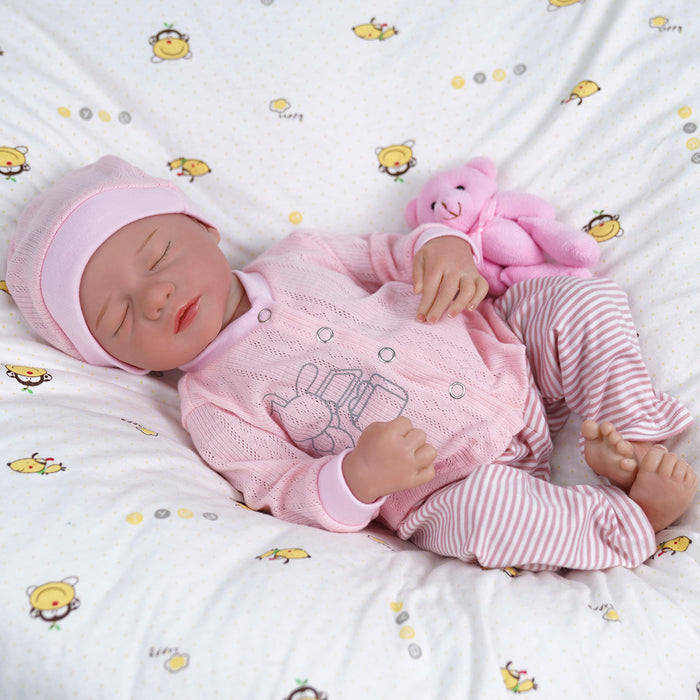 Babeside 17" Realistic Reborn Infant Chubby Cheek Face Baby Doll Girl Aurora with Washable Body for Pleased Bathing