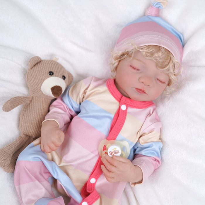 Babeside 17" Realistic Reborn Infant Chubby Cheek Face Baby Doll Girl Aurora with Washable Body for Pleased Bathing