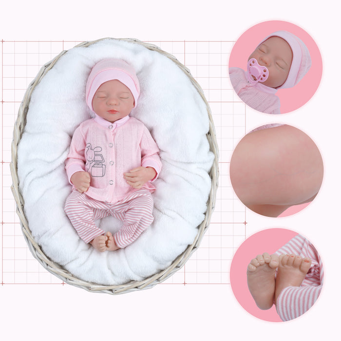 Babeside 17" Realistic Reborn Infant Chubby Cheek Face Baby Doll Girl Aurora with Washable Body for Pleased Bathing