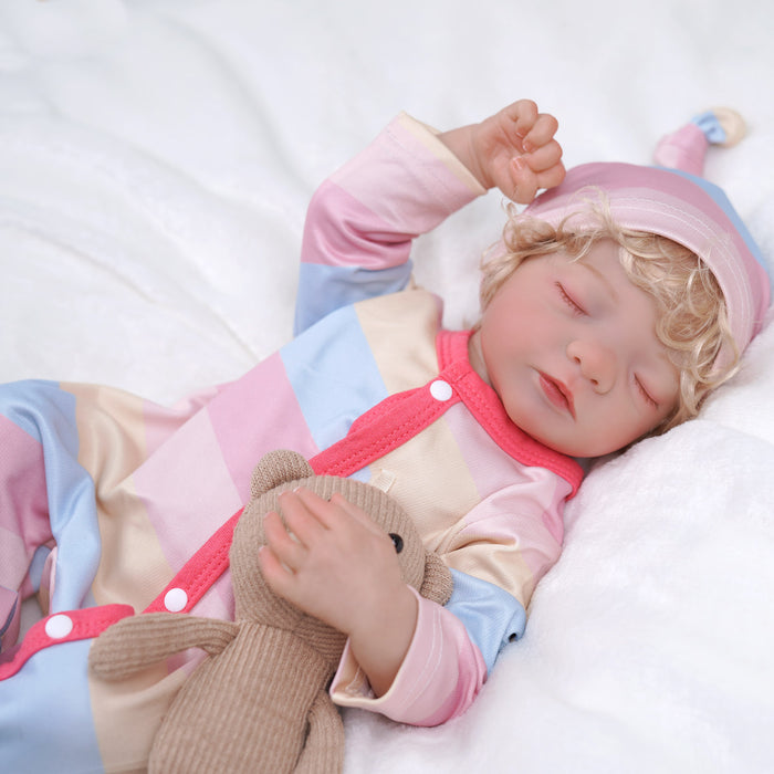 Babeside 17" Realistic Reborn Infant Chubby Cheek Face Baby Doll Girl Aurora with Washable Body for Pleased Bathing
