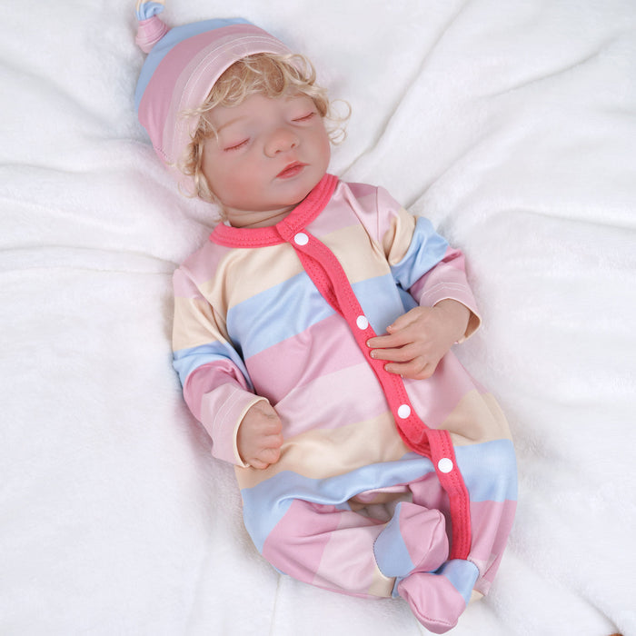 Babeside 17" Realistic Reborn Infant Chubby Cheek Face Baby Doll Girl Aurora with Washable Body for Pleased Bathing