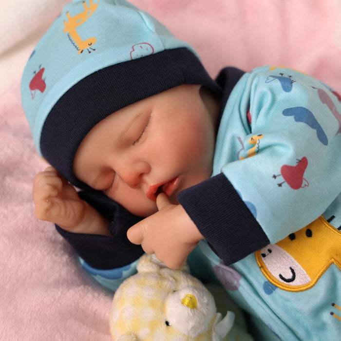 Babeside 17" Reborn Toddler Baby Dolls Asleep Green Giraffe Boy Twinnie