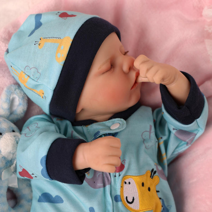 Babeside 17" Reborn Toddler Baby Dolls Asleep Green Giraffe Boy Twinnie
