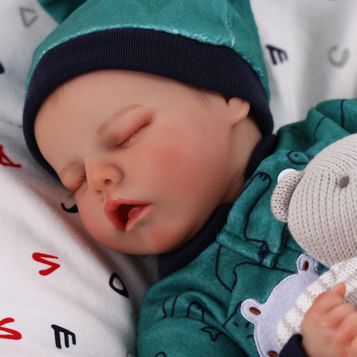 Babeside 17" Reborn Toddler Baby Dolls Asleep Green Polar Bear Boy Twinnie