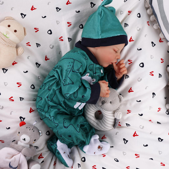 Babeside 17" Reborn Toddler Baby Dolls Asleep Green Polar Bear Boy Twinnie