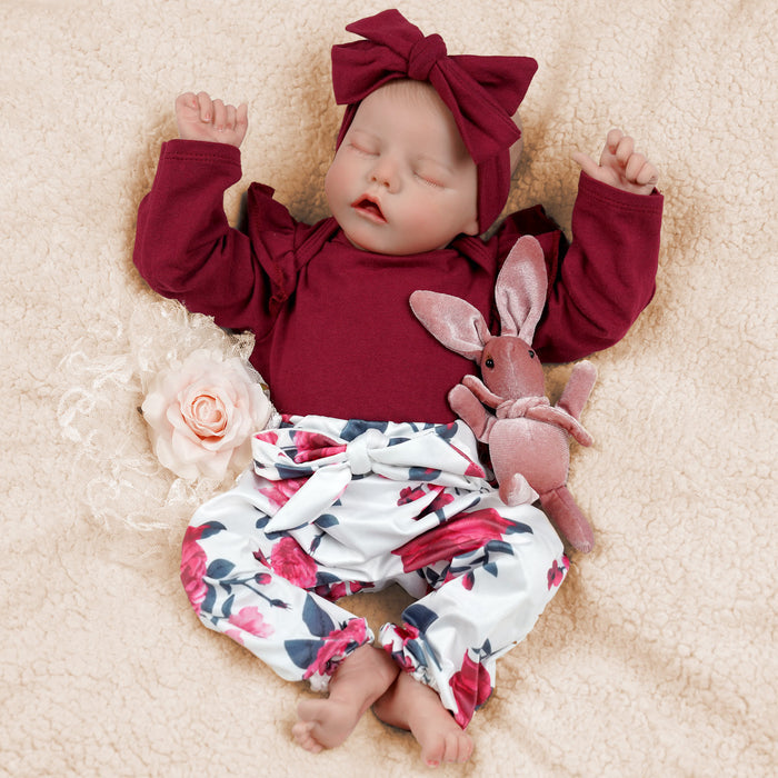 Babeside 17" Reborn Toddler Baby Dolls Smile Asleep Girl Twinnie Looks Real with Heartbeat and Coos