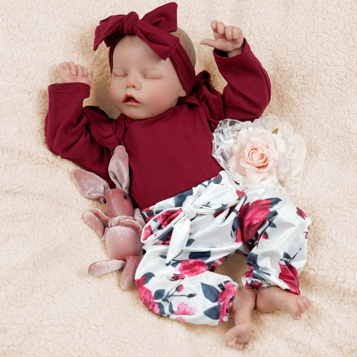 Babeside 17" Reborn Toddler Baby Dolls Smile Asleep Girl Twinnie Looks Real with Heartbeat and Coos