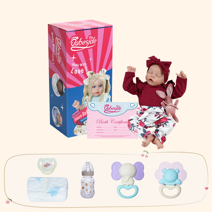 Babeside 17" Reborn Toddler Baby Dolls Smile Asleep Girl Twinnie Looks Real with Heartbeat and Coos