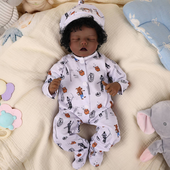 Babeside 17'' Reborns Boy Twinnie - Real Life Poseable African American Toddler Baby Dolls