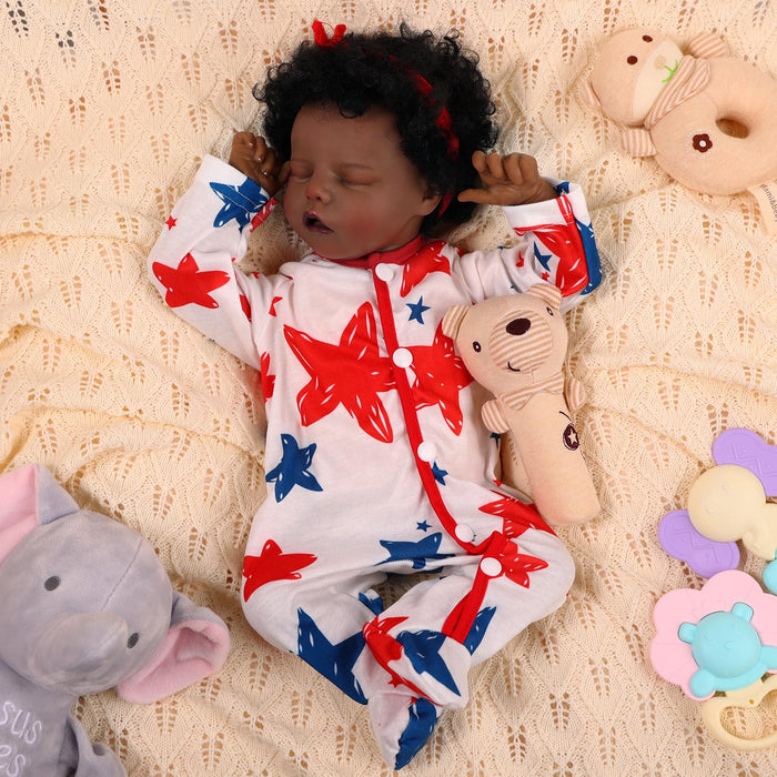 Babeside 17'' Reborns Boy Twinnie - Real Life Poseable African American Toddler Baby Dolls