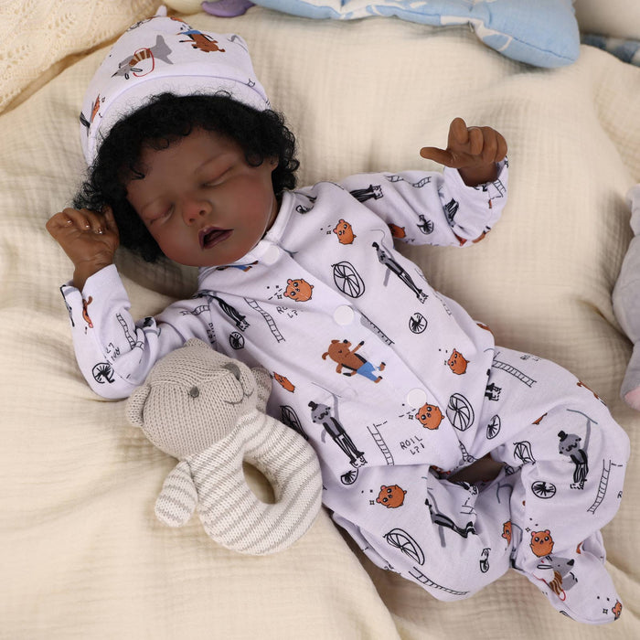 Babeside 17'' Reborns Boy Twinnie - Real Life Poseable African American Toddler Baby Dolls