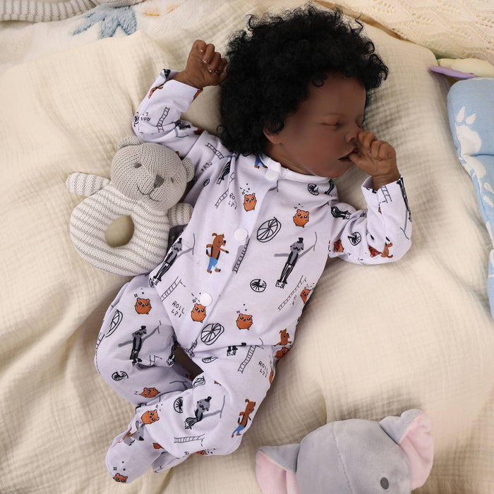 Babeside 17'' Reborns Boy Twinnie - Real Life Poseable African American Toddler Baby Dolls