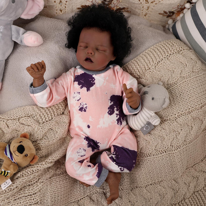 Babeside 17'' Reborns Boy Twinnie - Real Life Poseable African American Toddler Baby Dolls