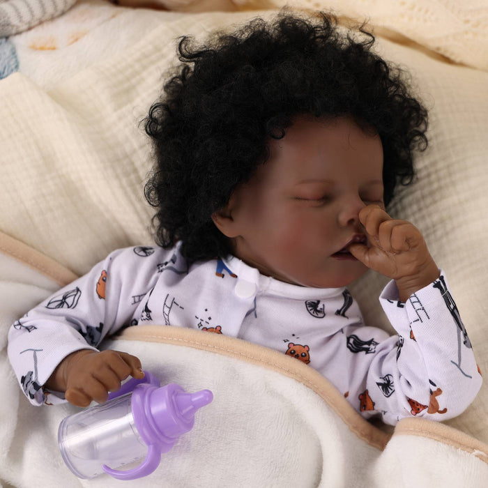 Babeside 17'' Reborns Boy Twinnie - Real Life Poseable African American Toddler Baby Dolls