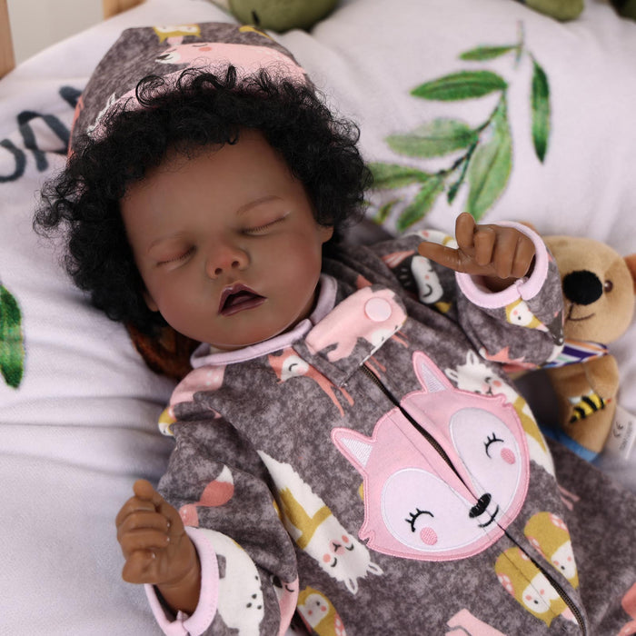 Babeside 17'' Reborns Boy Twinnie - Real Life Poseable African American Toddler Baby Dolls