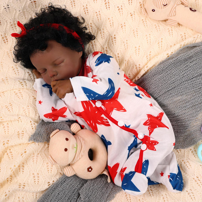 Babeside 17'' Reborns Boy Twinnie - Real Life Poseable African American Toddler Baby Dolls