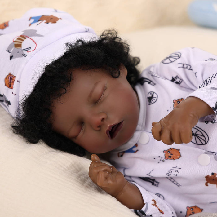 Babeside 17'' Reborns Boy Twinnie - Real Life Poseable African American Toddler Baby Dolls