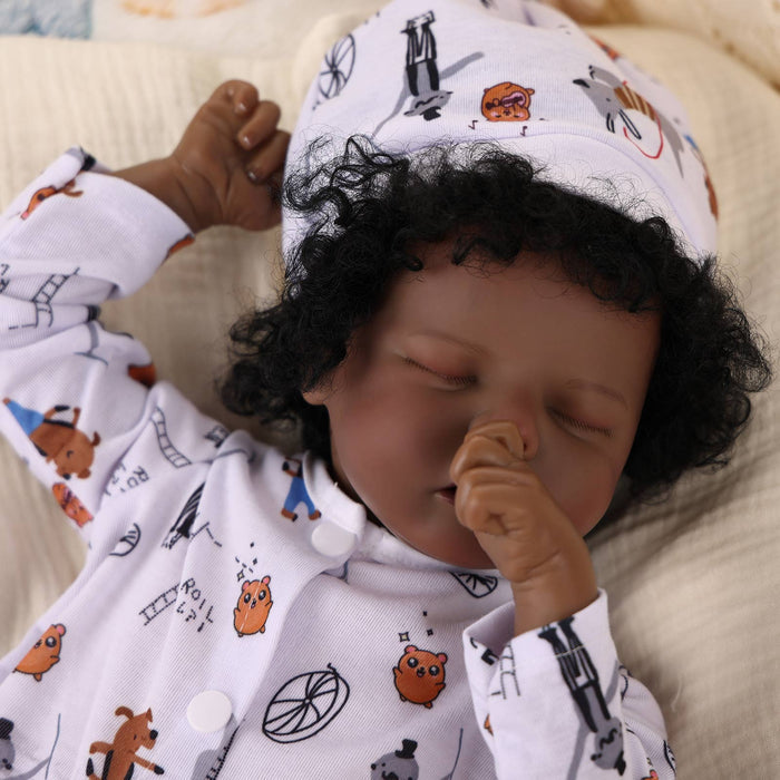 Babeside 17'' Reborns Boy Twinnie - Real Life Poseable African American Toddler Baby Dolls