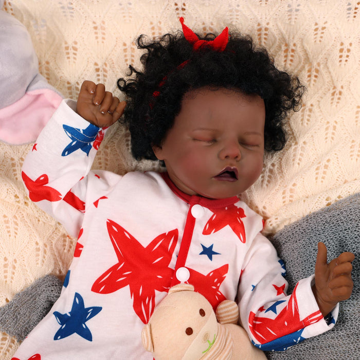 Babeside 17'' Reborns Boy Twinnie - Real Life Poseable African American Toddler Baby Dolls