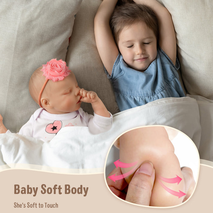 Babeside 17" Touch Real Newborn Reborn Baby Doll Girl Twinnie with Heartbeat and Coos