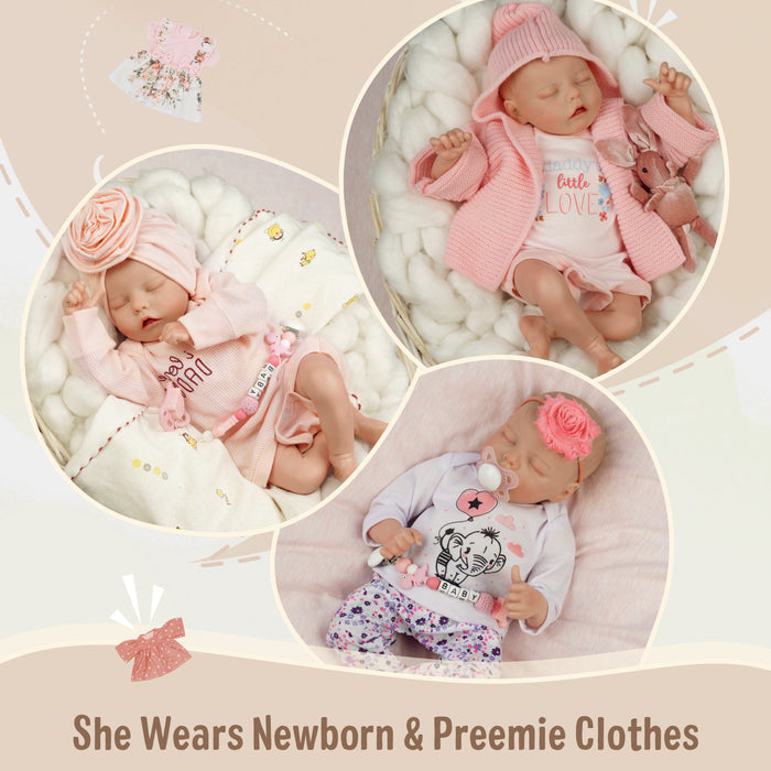Babeside 17" Touch Real Newborn Reborn Baby Doll Girl Twinnie with Heartbeat and Coos