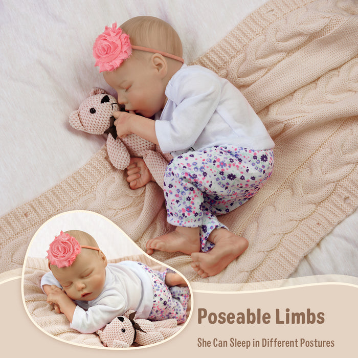 Babeside 17" Touch Real Newborn Reborn Baby Doll Girl Twinnie with Heartbeat and Coos