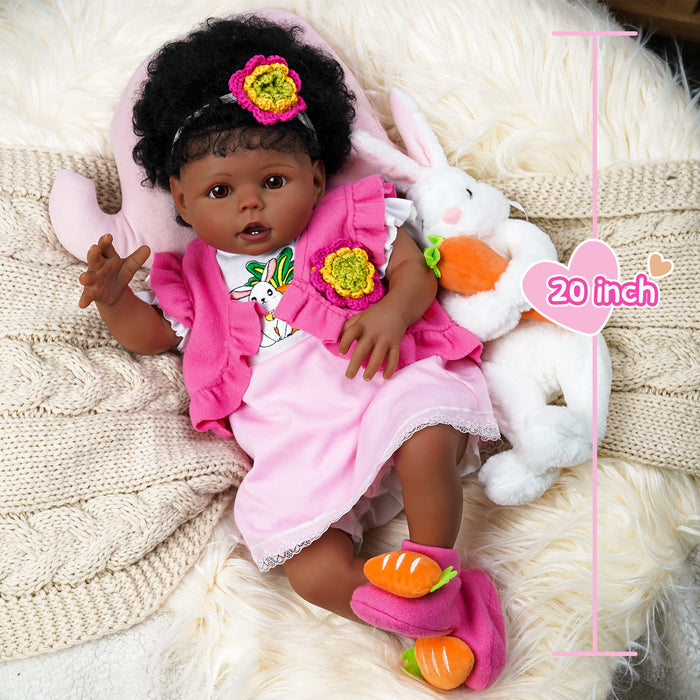 Babeside 20" Adorable Reborn Baby Doll African American Infant Girl Pink Suit Bessie
