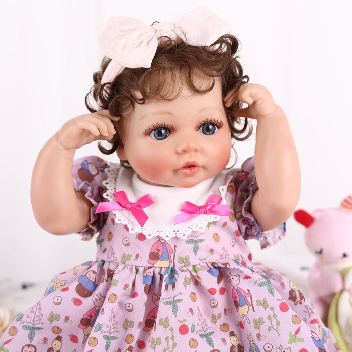 Babeside 20'' Adorable Reborn Baby Doll Blue Eyes Charming Girl Lara - Floral Dress