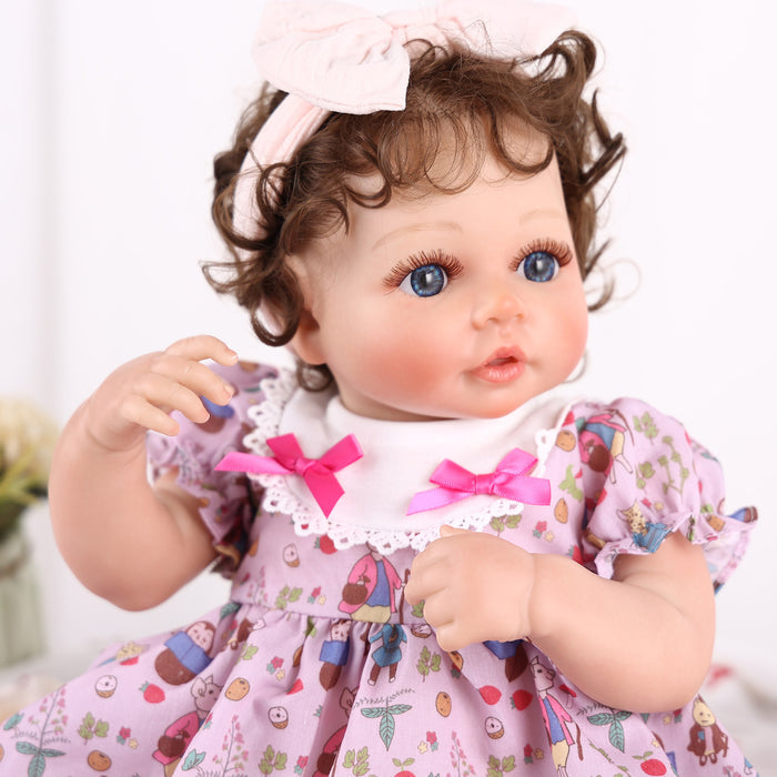 Babeside 20'' Adorable Reborn Baby Doll Blue Eyes Charming Girl Lara - Floral Dress