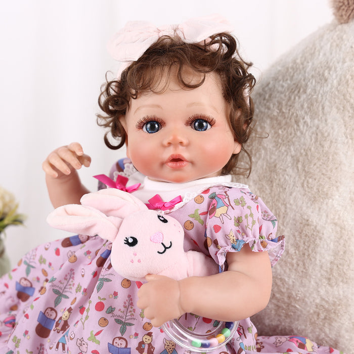 Babeside 20'' Adorable Reborn Baby Doll Blue Eyes Charming Girl Lara - Floral Dress