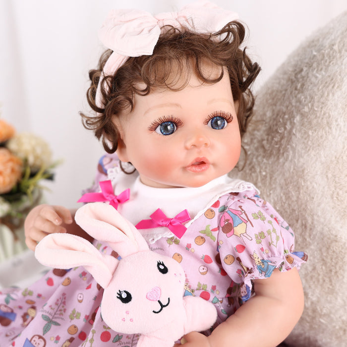 Babeside 20'' Adorable Reborn Baby Doll Blue Eyes Charming Girl Lara - Floral Dress