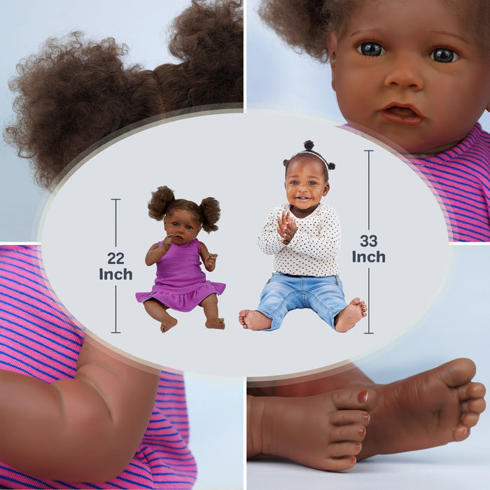 Babeside 20" African American Realistic Reborn Baby Dolls Adorable Saria