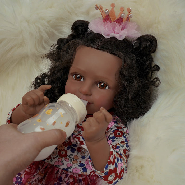 Babeside 20'' African American Reborn Girl Kiki Baby Dolls - Real Life Poseable Toddler Baby Dolls